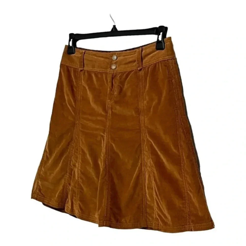 ATHLETA BROWN CORDUROY WHENEVER‎ TULIP FLARE SKIRT SIZE 2